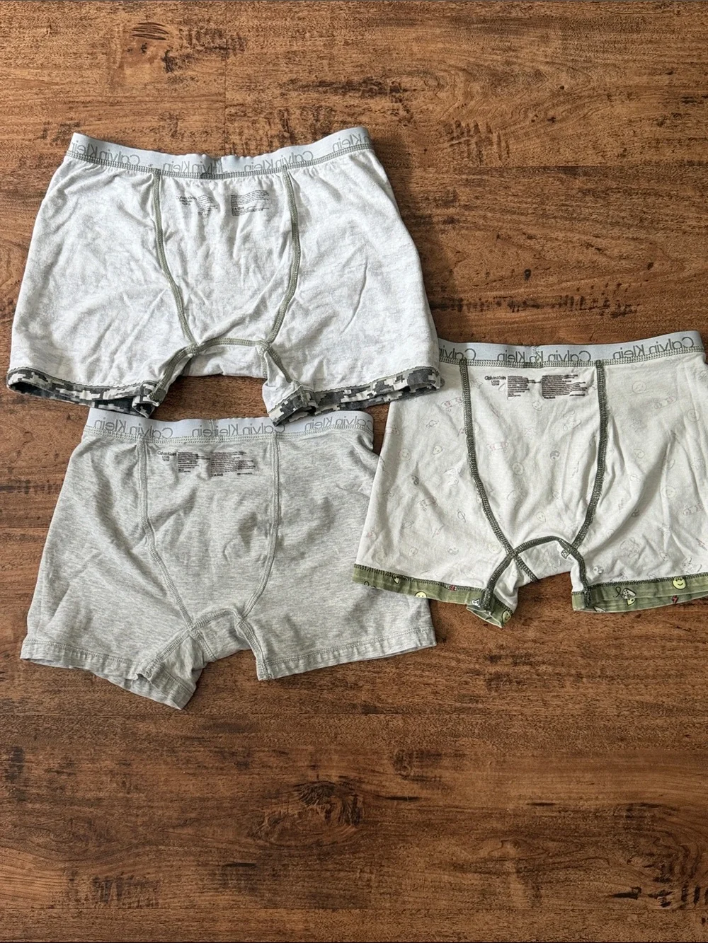 Calvin Klein Grey, Olive & Camo 3-Pack Boxer Briefs size large 12/14 boys